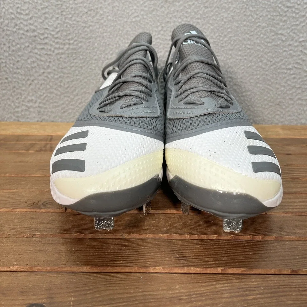 Adidas Baseball Cleats Mens‎ 15 Gray White Icon V Bounce Shoes Sports NEW